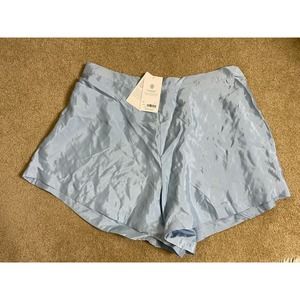 NWT Athleta Calm Cool Pull On Satin Lounge Shorts Baby Blue Women’s 2X